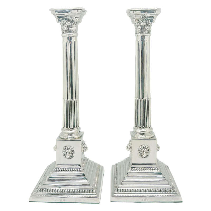 Hallmarked Silver Pair Candlesticks Birmingham 1902