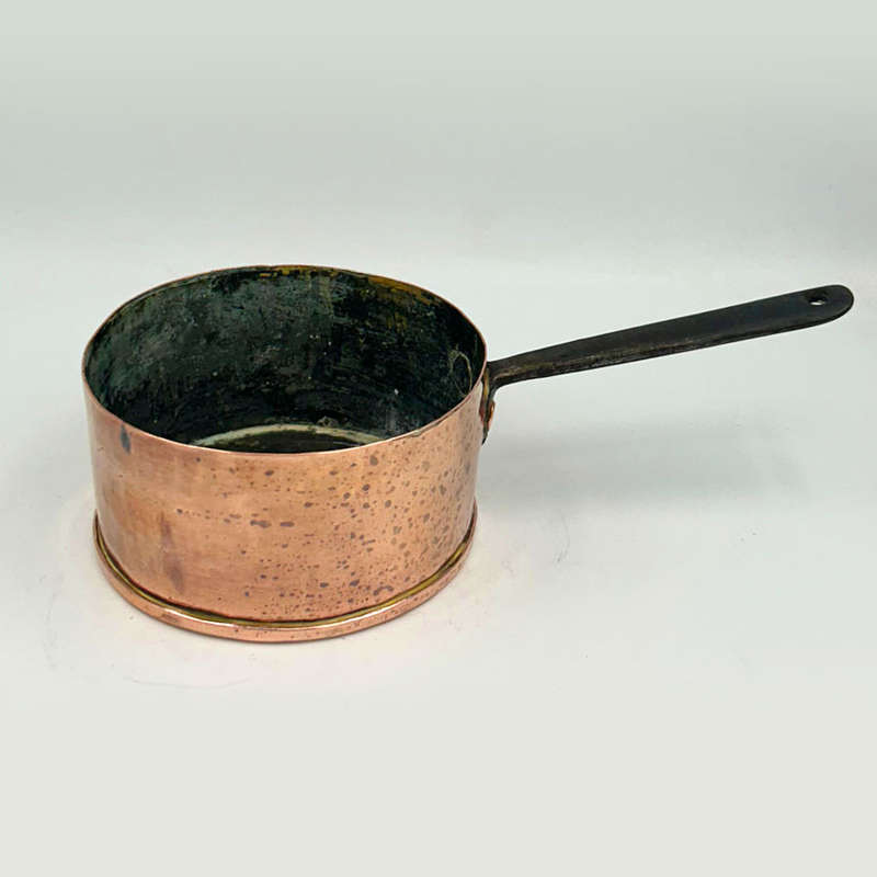Copper Pot With White Metal Handle