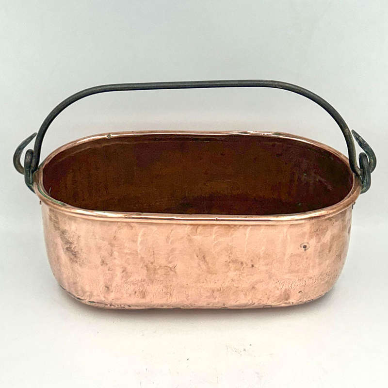 Copper Rectangular Tub With White  Metal Handle