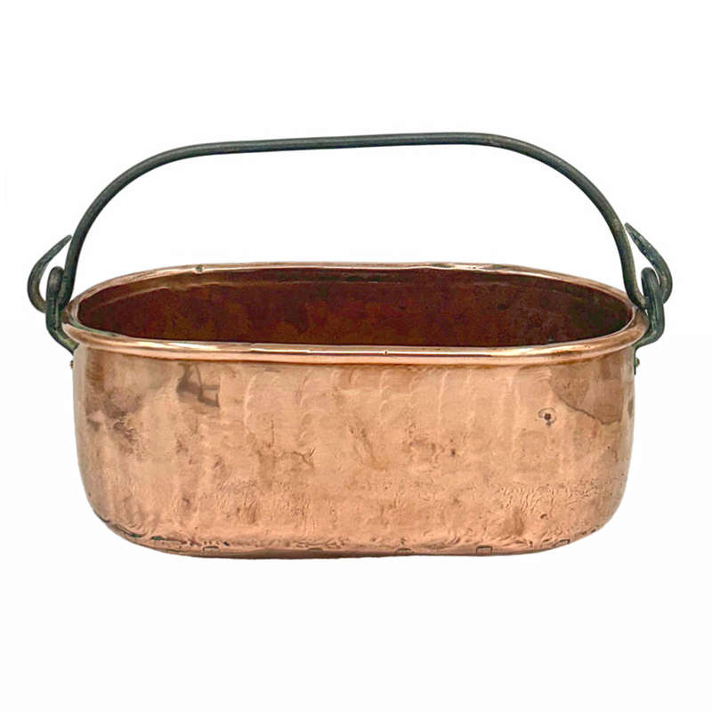 Copper Rectangular Tub With White  Metal Handle