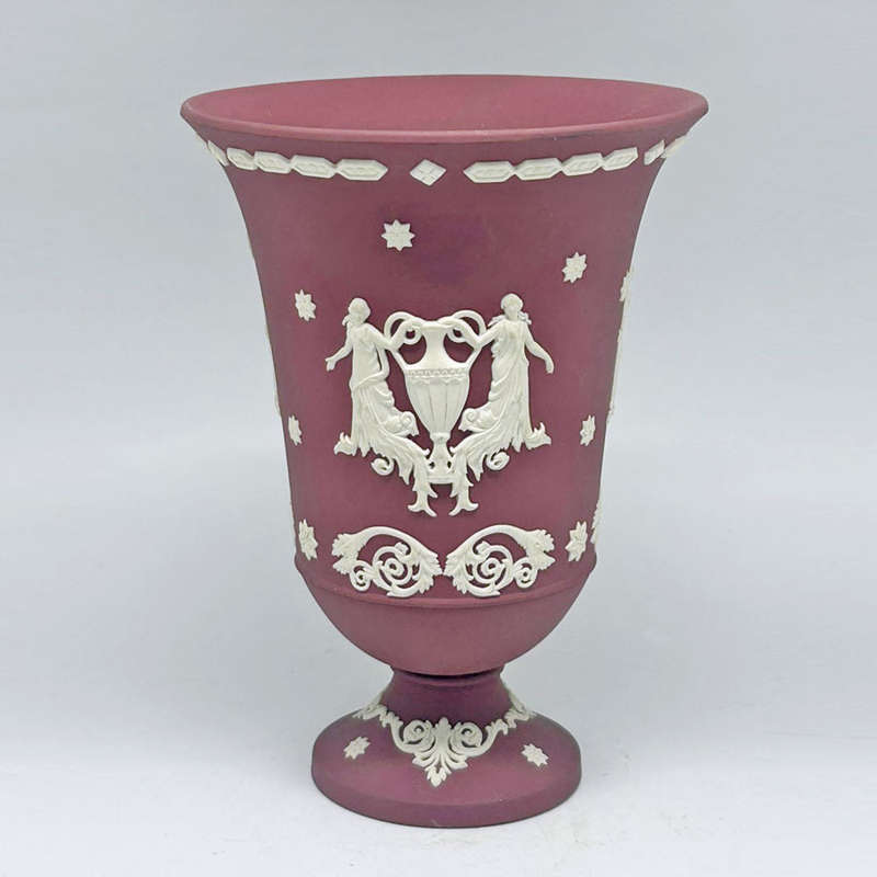 Rare Wedgwood Wine Crimson Red Jasper Ware Vase