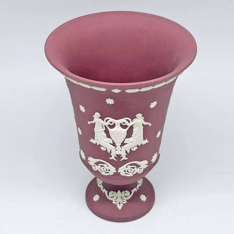 Rare Wedgwood Wine Crimson Red Jasper Ware Vase