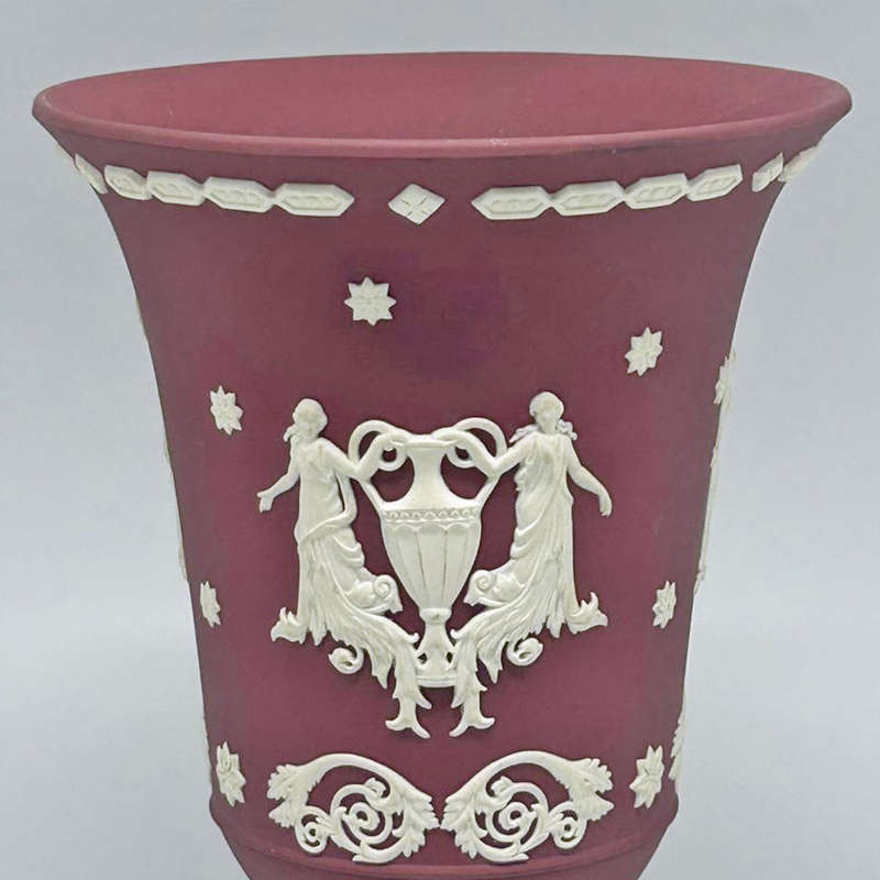 Rare Wedgwood Wine Crimson Red Jasper Ware Vase