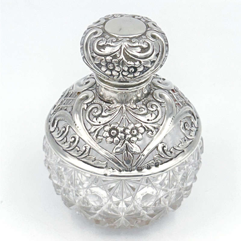 Cut Glass Silver Topped Perfume Bottle Birmingham 1897