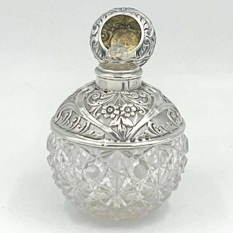 Cut Glass Silver Topped Perfume Bottle Birmingham 1897