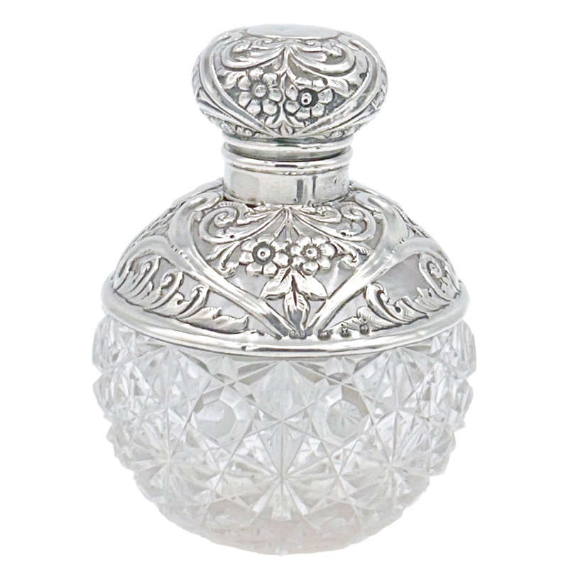 Cut Glass Silver Topped Perfume Bottle Birmingham 1897