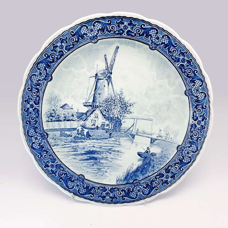 Delfts Royal Sphinx  Blue And White Wind Mill Scene Wall Charger