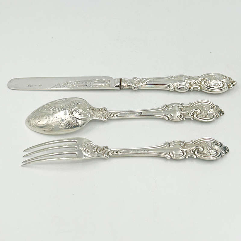 Hallmarked Silver Christening Boxed Set  Martin Hall  Sheffield 1879