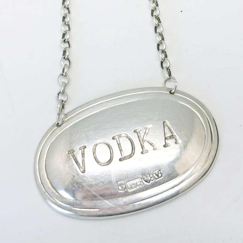 Hallmarked Silver Vodka Decanter Label