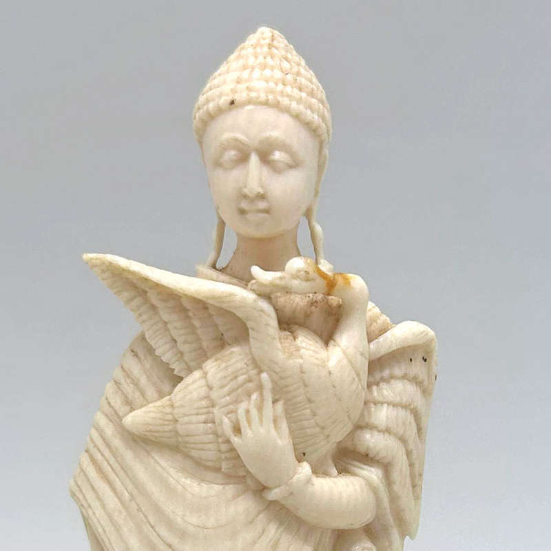 Indian Ivorine Lady With Bird 20th