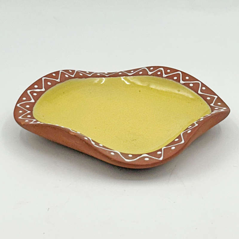 Kalahari Pottery Bowl Mustard With Dotted Border