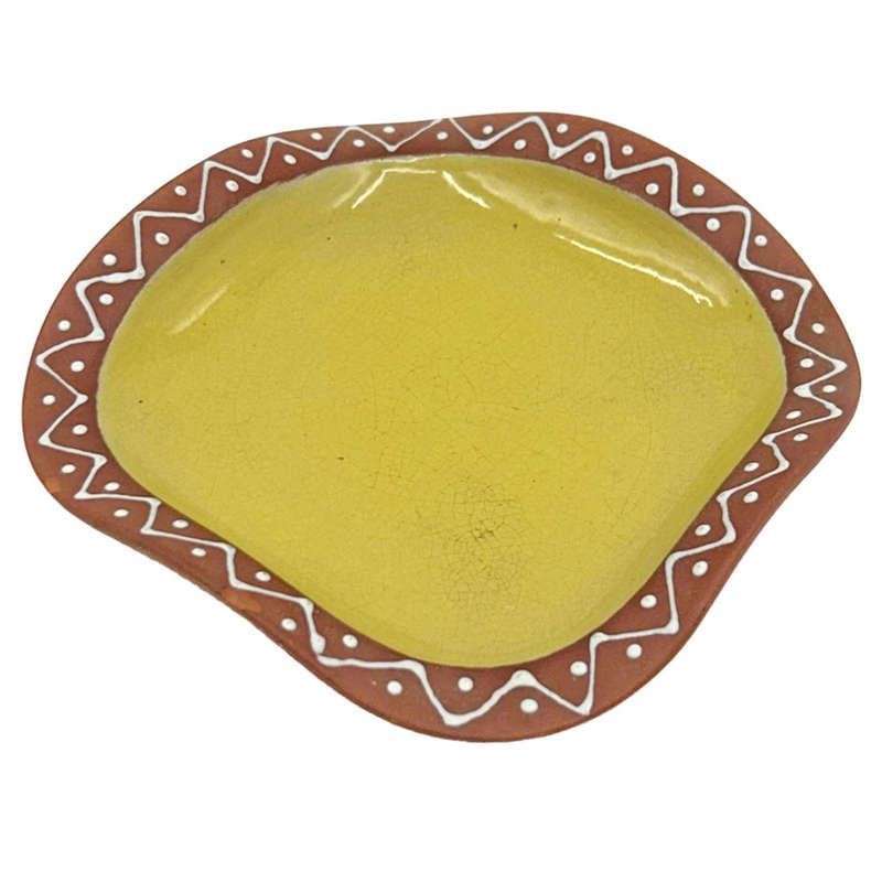Kalahari Pottery Bowl Mustard With Dotted Border