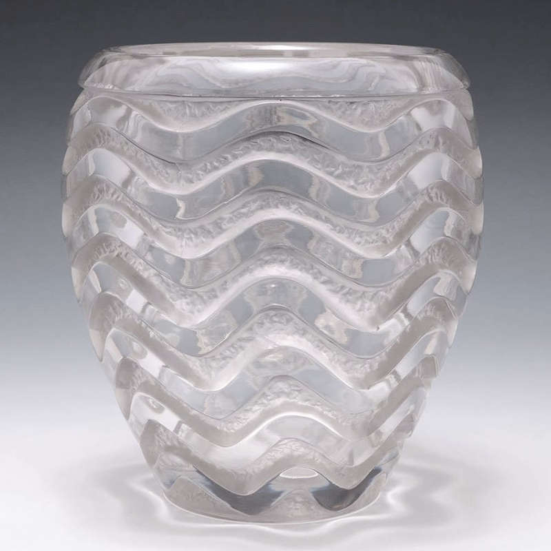 Lalique France Meandres French Art Glass Vase C1950