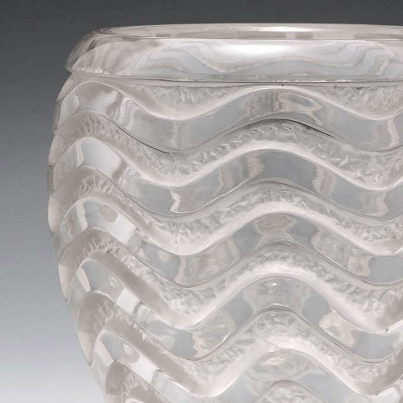 Lalique France Meandres French Art Glass Vase C1950