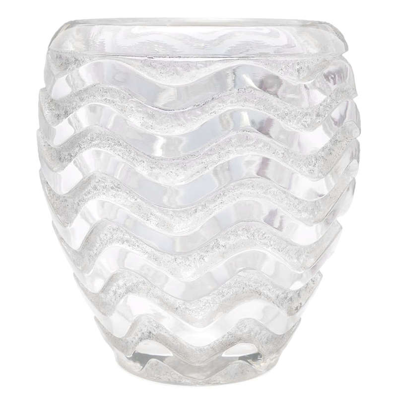 Lalique France Meandres French Art Glass Vase C1950