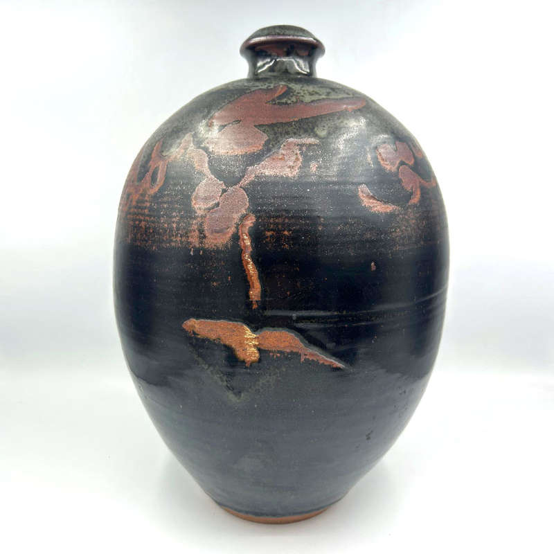 Large Tim Morris Bottle Neck Brown Green Tones Vase
