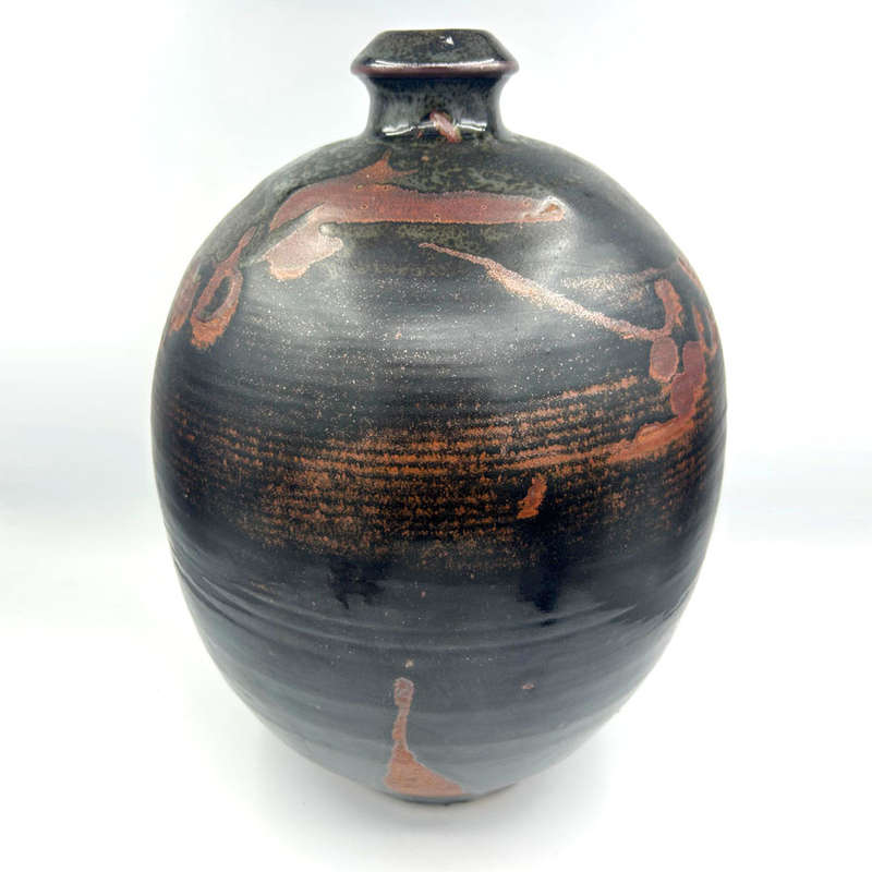 Large Tim Morris Bottle Neck Brown Green Tones Vase