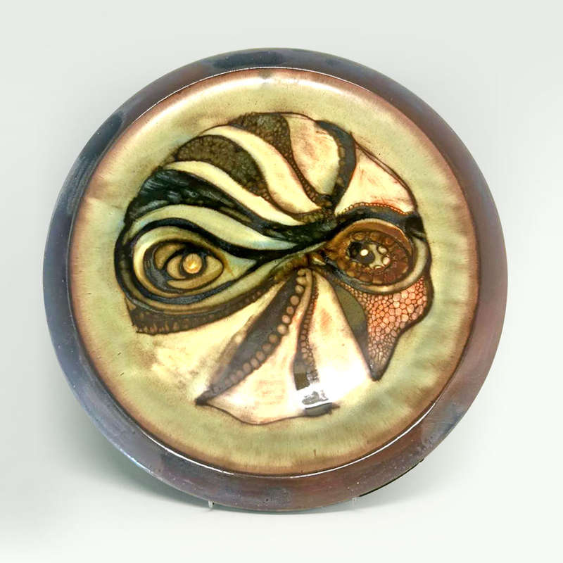 Liebermann Pottery Large Pottery Serpent Head  Scene 20th