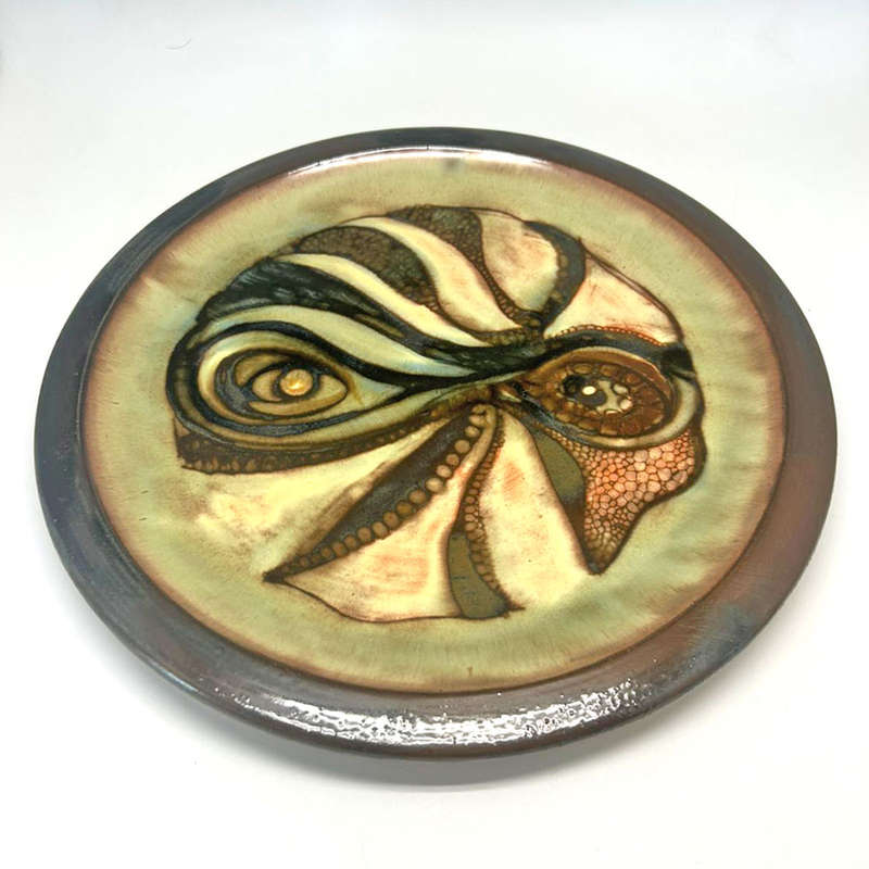 Liebermann Pottery Large Pottery Serpent Head  Scene 20th