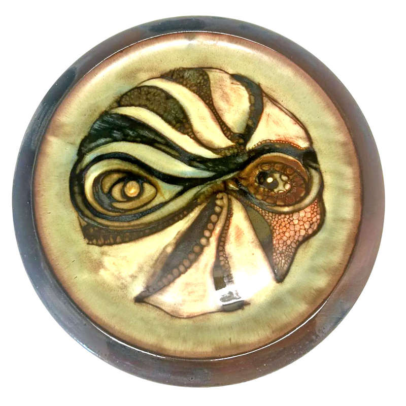Liebermann Pottery Large Pottery Serpent Head  Scene 20th