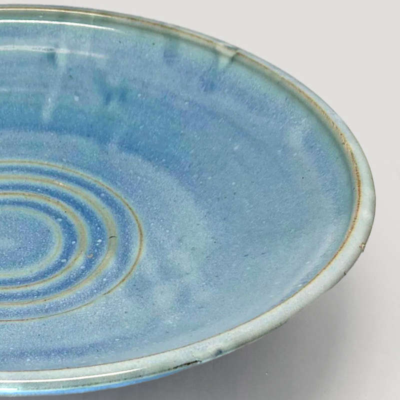 Linnware Pottery Large Hand Potted  Blue Bowl