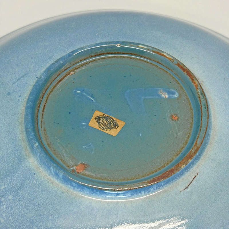 Linnware Pottery Large Hand Potted  Blue Bowl