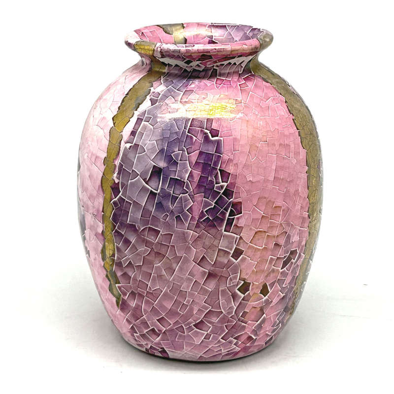 Mid Century Italian Polychrome Enamel Bulbous  Vase By Claudio Pulli C1970