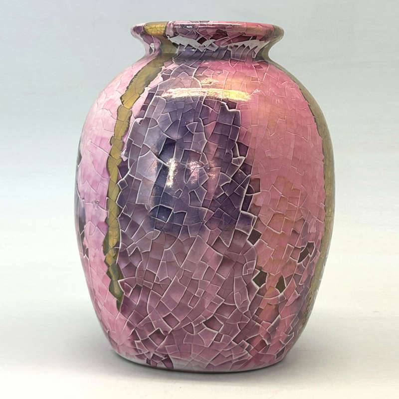 Mid Century Italian Polychrome Enamel Bulbous  Vase By Claudio Pulli C1970