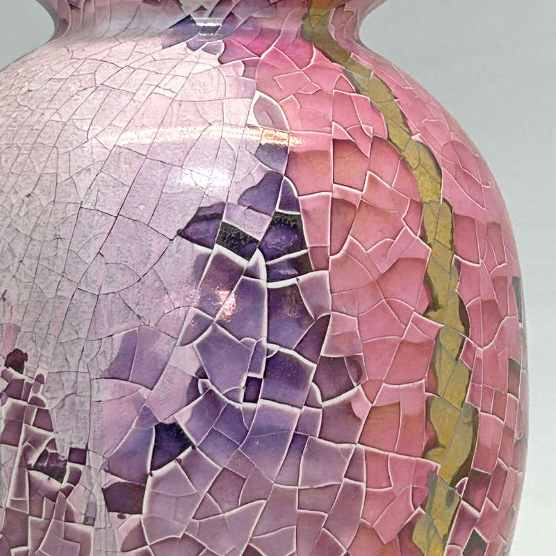 Mid Century Italian Polychrome Enamel Bulbous  Vase By Claudio Pulli C1970