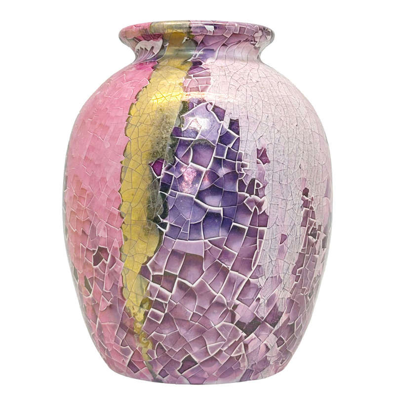 Mid Century Italian Polychrome Enamel Bulbous  Vase By Claudio Pulli C1970