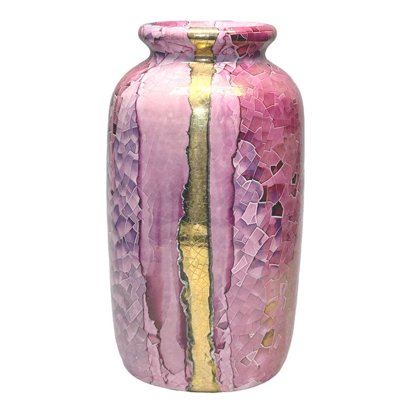 Mid Century Italian Polychrome Enamel Flared Vase By Claudio Pulli C1970