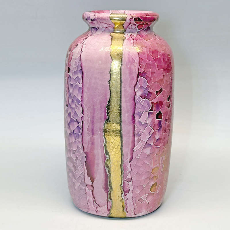Mid Century Italian Polychrome Enamel Flared Vase By Claudio Pulli C1970