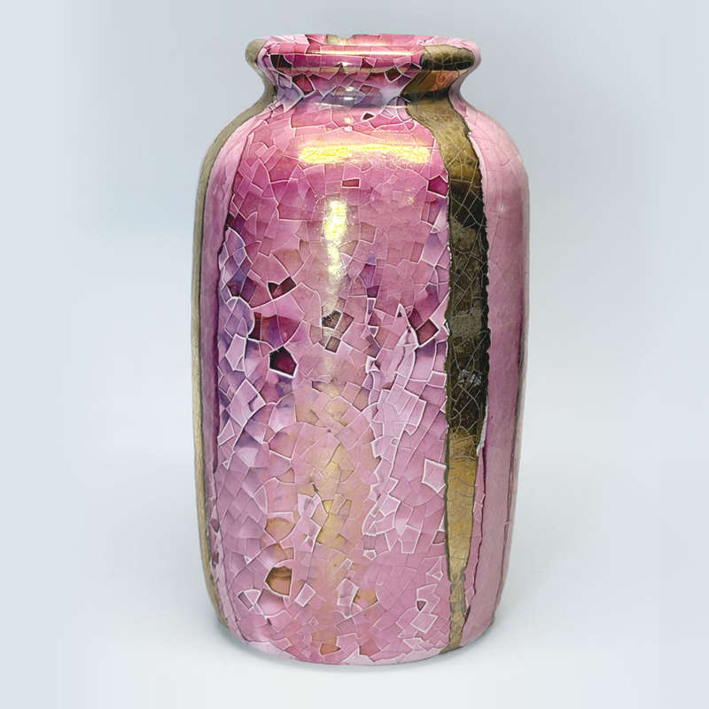 Mid Century Italian Polychrome Enamel Flared Vase By Claudio Pulli C1970