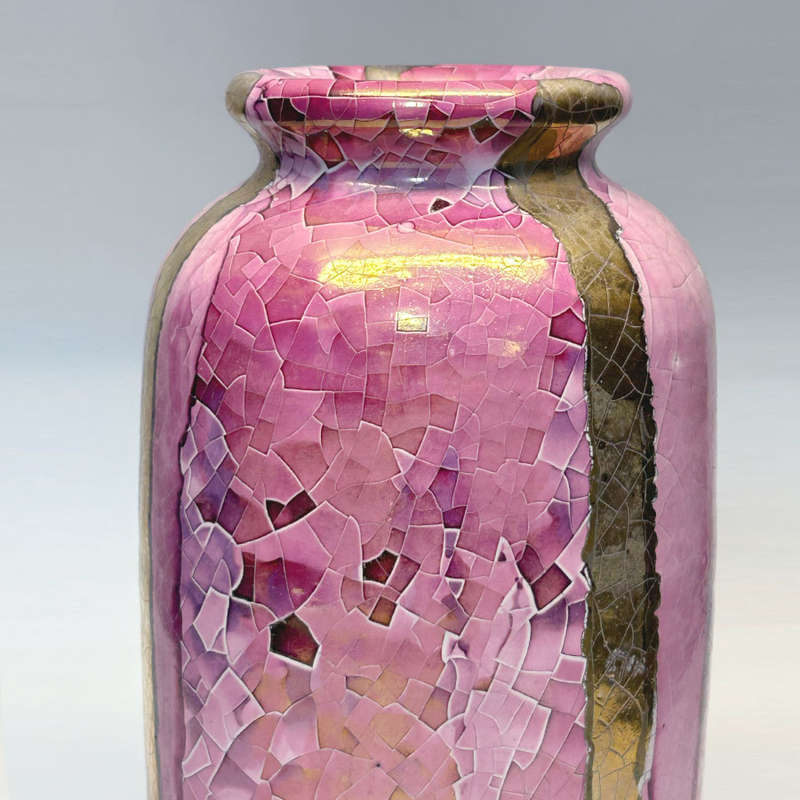 Mid Century Italian Polychrome Enamel Flared Vase By Claudio Pulli C1970
