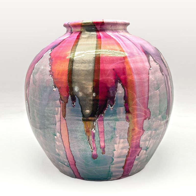 Mid Century Italian Polychrome Enamel Vase By Claudio Pulli C1970