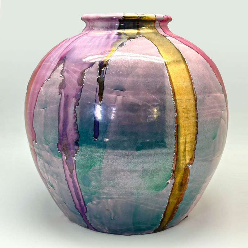 Mid Century Italian Polychrome Enamel Vase By Claudio Pulli C1970