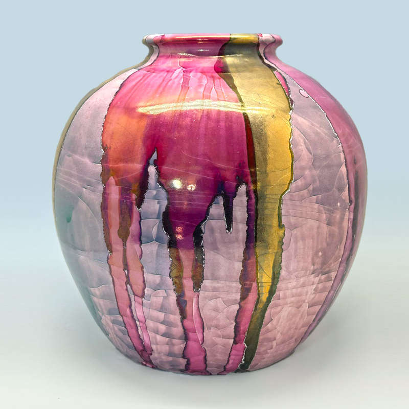 Mid Century Italian Polychrome Enamel Vase By Claudio Pulli C1970