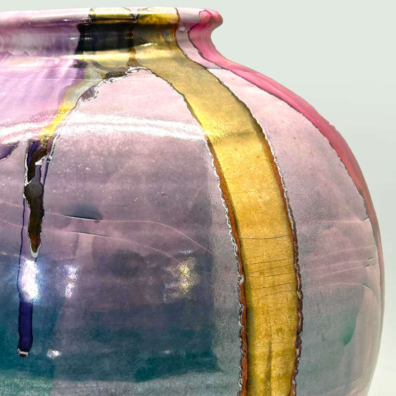 Mid Century Italian Polychrome Enamel Vase By Claudio Pulli C1970