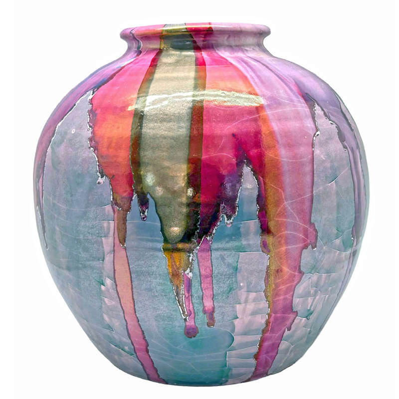 Mid Century Italian Polychrome Enamel Vase By Claudio Pulli C1970