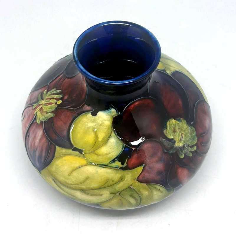 Moorcroft Clematis Blue Ground Vase C1950