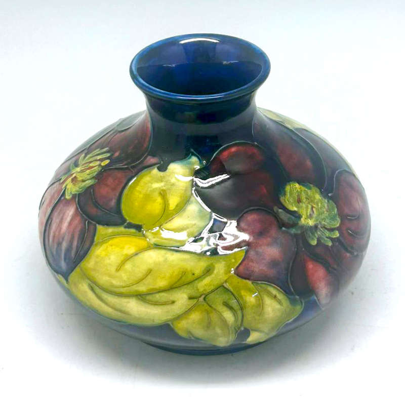 Moorcroft Clematis Blue Ground Vase C1950