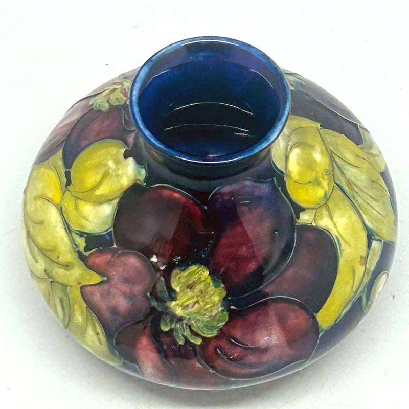 Moorcroft Clematis Blue Ground Vase C1950