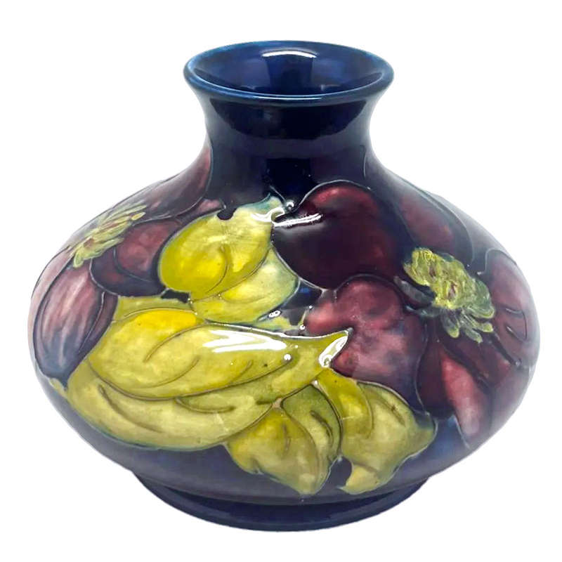 Moorcroft Clematis Blue Ground Vase C1950