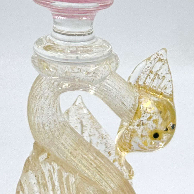 Murano Pink Venetian Salviati Swan Candleholder C1920