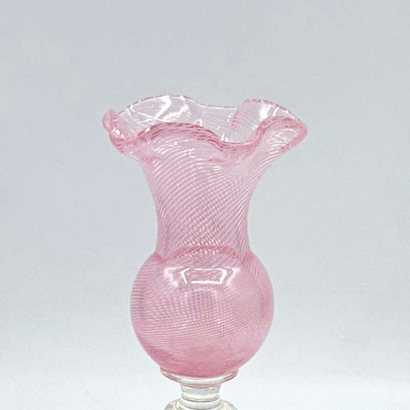 Murano Pink Venetian Salviati Swan Candleholder C1920