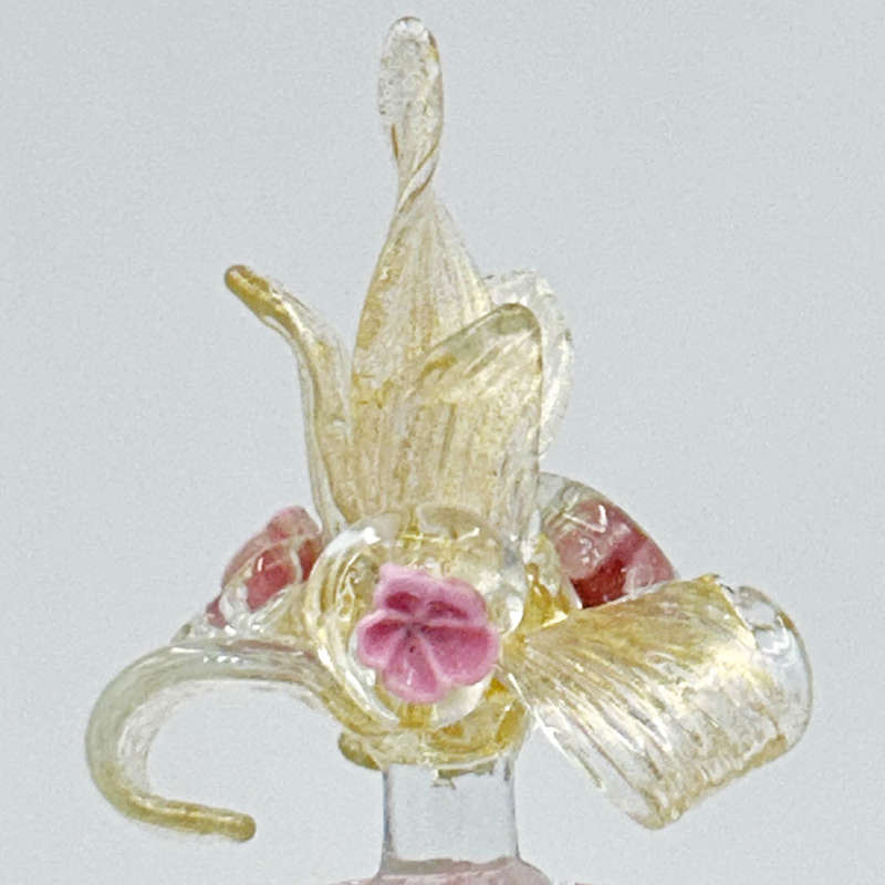 Murano Venetian Pink and White Zanfirico Latticino Perfume Bottle C1920