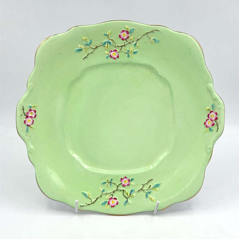 Royal Albert Solid Floral Handle Apple Blossom Large Cake Plate  86594