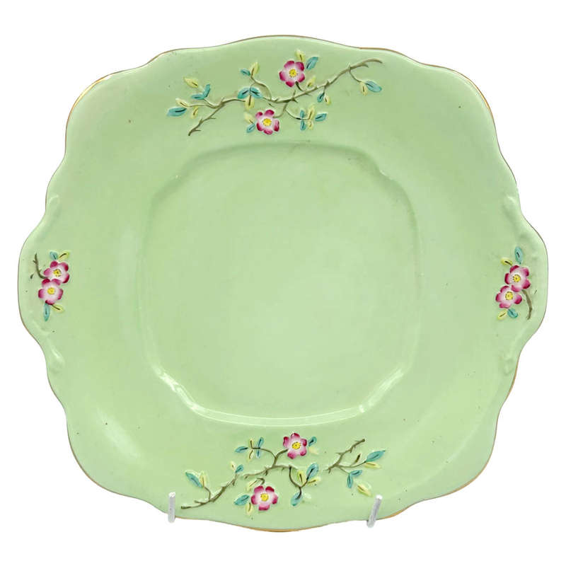 Royal Albert Solid Floral Handle Apple Blossom Large Cake Plate  86594