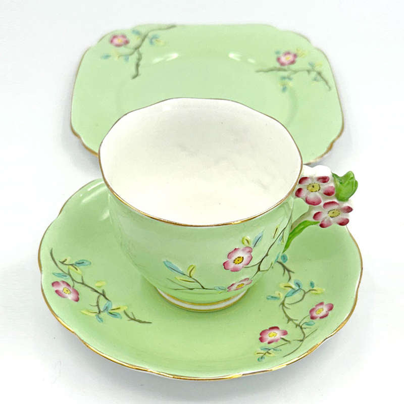 Royal Albert Solid Floral Handle Apple Blossom Tea Trio 86594