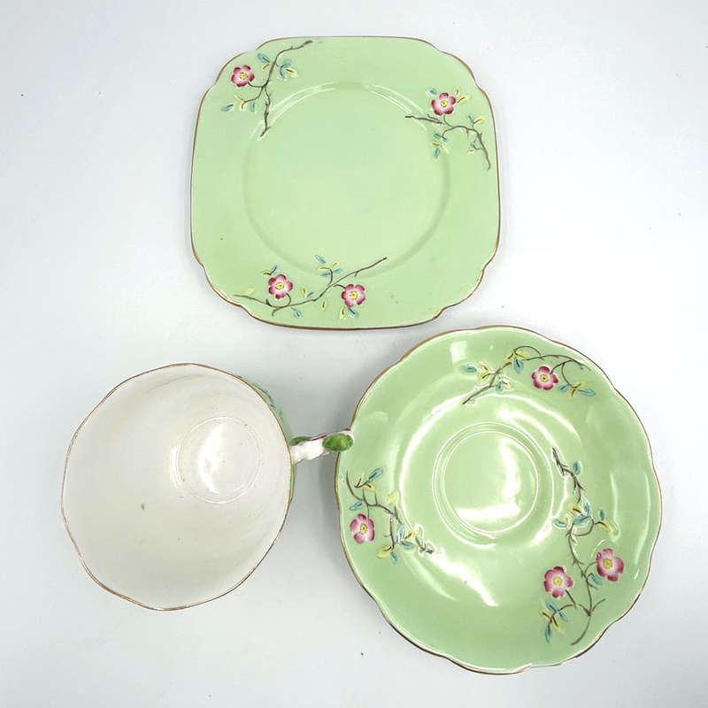 Royal Albert Solid Floral Handle Apple Blossom Tea Trio 86594